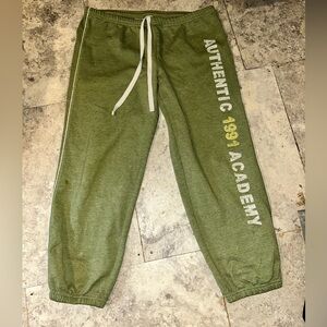 JJ Authentic 1991 Academy Sweatpants Medium Green Jogger Capris Elastic Wais Y2K